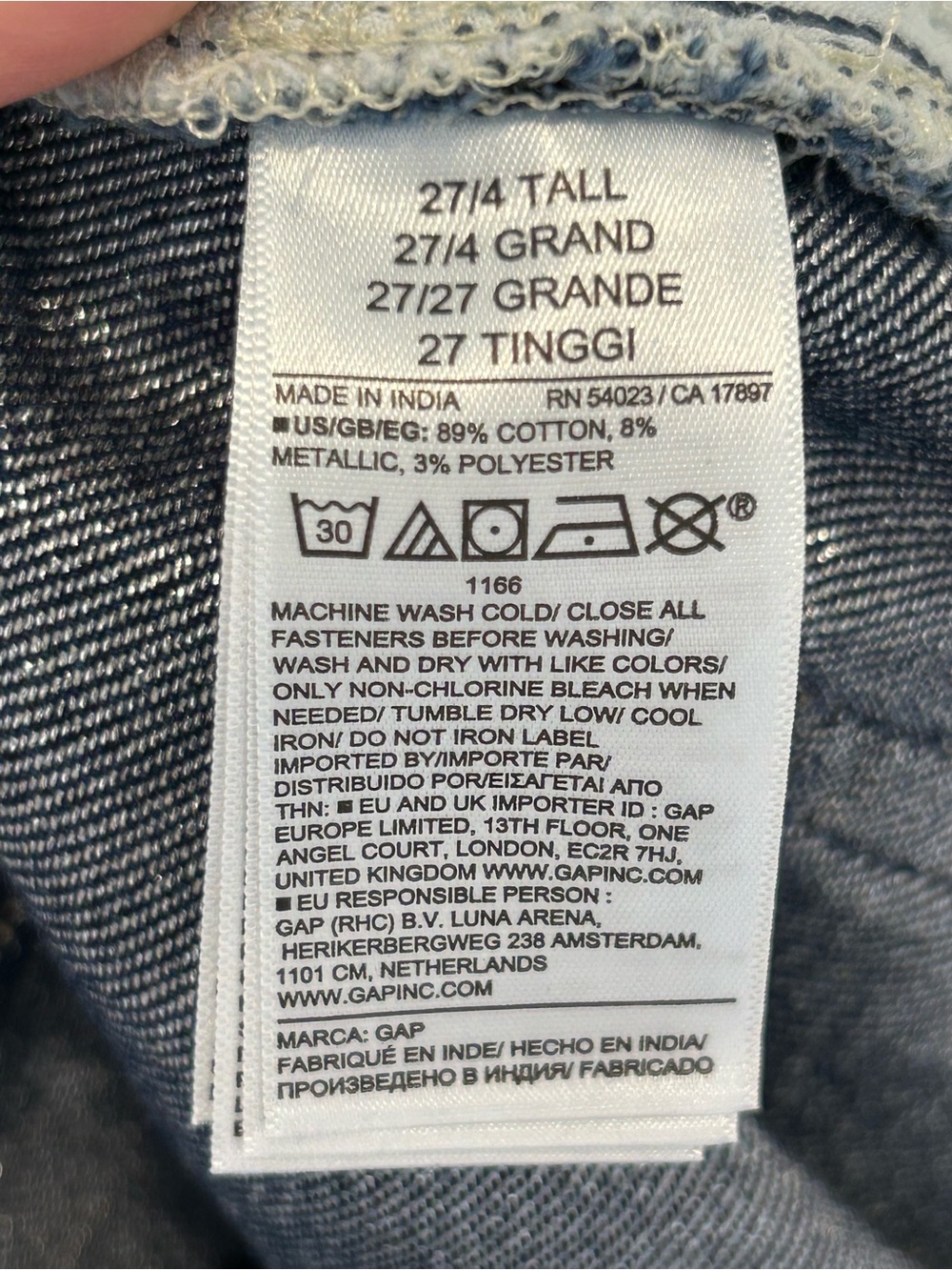 GAP Dark Indigo Baggy Mid Rise Wide-Leg Jeans Size 27 / 4T NWT $99 - Picture 10 of 11